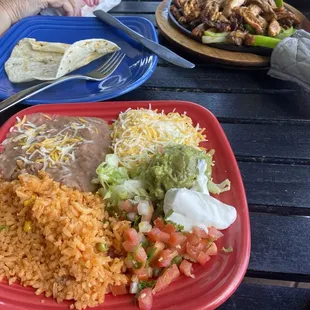 Chicken and steak fajitas