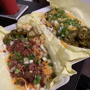 Bacon Baked Potato and Carna Asada Baked Potato