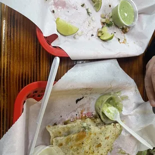 two plates of food on a table