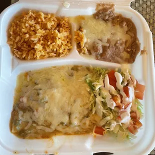 Chicken enchilada with green sauce. It was all devoured as well.