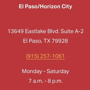 Location and hours (From their website)