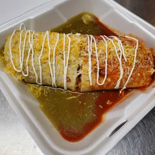 Sanchez shredded beef wet half green half red