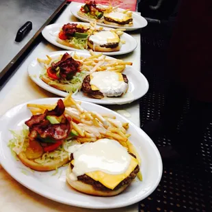 burgers and fries