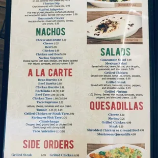 a menu for a mexican restaurant