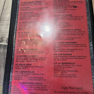 menu