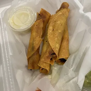 Beef Taquitos w/ cheese and guac