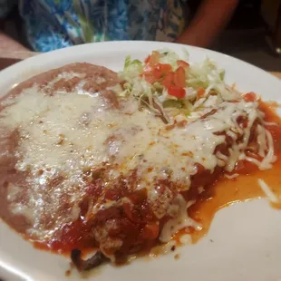 A la cart Chile relleno and beans