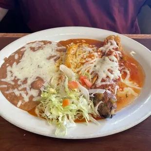 Chile relleno and red tamale combo (no rice/beans only) and my husband ate every bit of it!