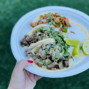 Street Tacos (each), carne Asada, Lengua, Chicken adobo.