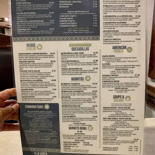 Current menu as of 12/21