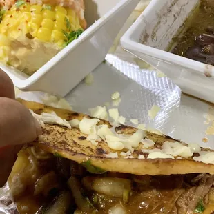 Closeup of the quesa Birria taco. Tender!