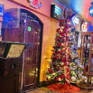 Christmas decor at entry