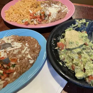 The set up for fajitas + guac