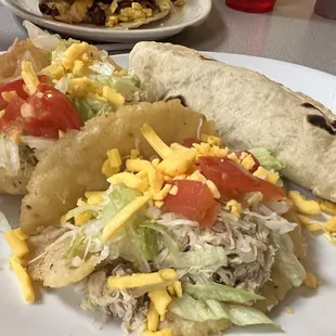 2 Chicken Puffy Tacos &amp; Chorizo / Egg Breakfast Taco
