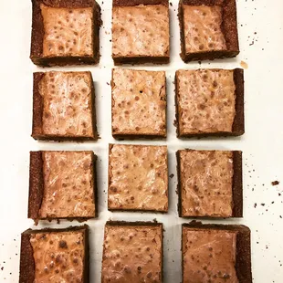 brownie squares with frosting