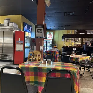 tables and chairs in a restaurant