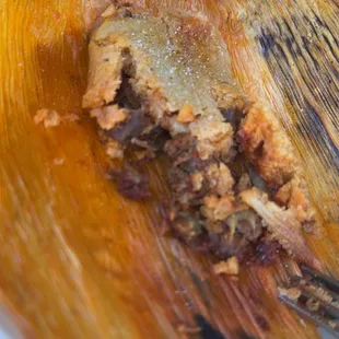 Tamales are FULL of meat.