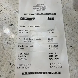 Receipt showing $20. It's not about the change it's about how they handled this situation.