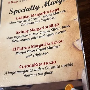 menu
