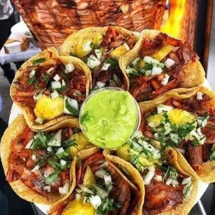 Pastor tacos with pineapple
