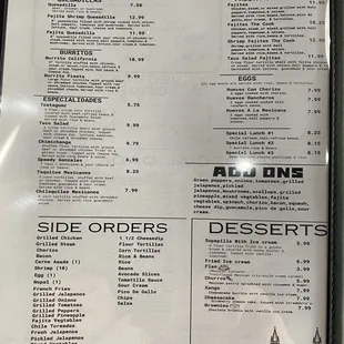 Lunch menu