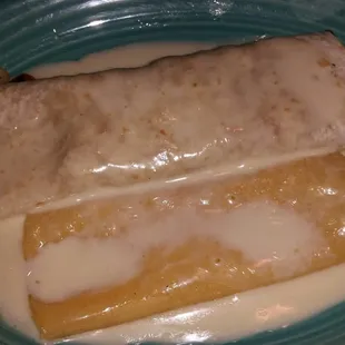 Potato burrito and cheese enchilada