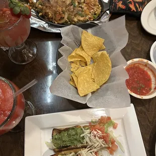Chalupas, chips, and chicken fajitas