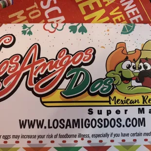 Top of the menu