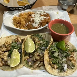 Three Mexico City chicken street tacos.  Very filling!