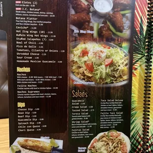 menu, tacos