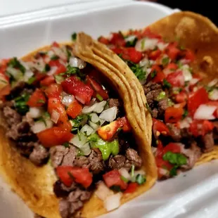 2 Carne Tacos (not street tacos) Massive, Tender, Delish