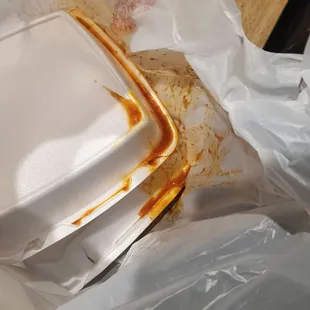 Poorly packed food order.