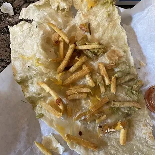 Carne asada burrito(burnt tortilla and burnt fries)