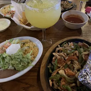 mexican food and drinks on a table