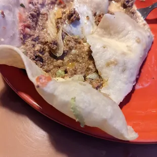 Stale flour tortilla.. undercooked as well.