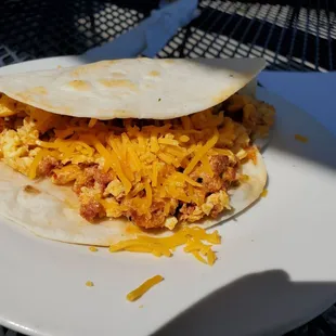 Chorizo breakfast burrito/taco