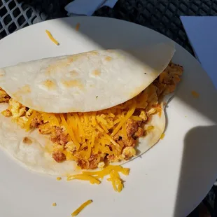 Chorizo breakfast burrito/taco