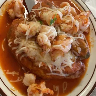 Chili Relleno with shrimp on top!