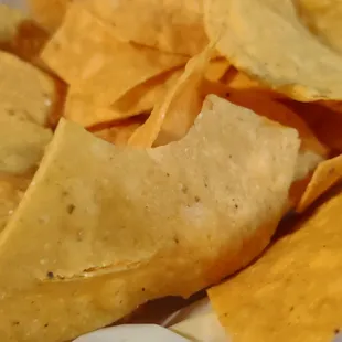 a closeup of a plate of chips