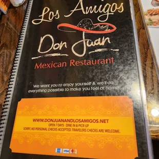 a menu for mexican restaurant