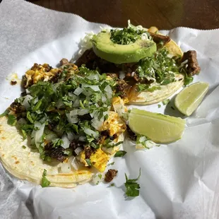 Amor and Huevo Con Chorizo tacos