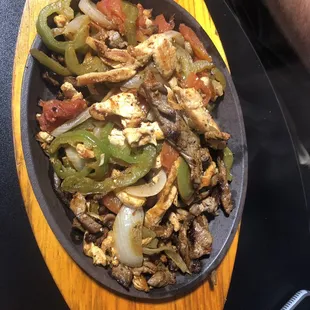 Lunch fajitas steak and chicken, delicious and great quality meat