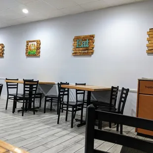 empty tables and chairs