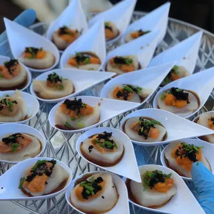 Their scallops, their hokkaido uni and their black tobiko.