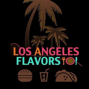 a palm tree, burgers, and drinks