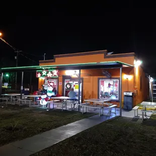 a restaurant at night