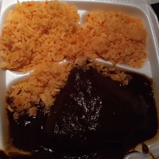 a container of rice and beans