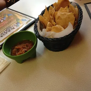 Freshly made tortilla chips