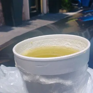 This is the soup/sancocho I ordered which had melted styrofoam inside. This can cause CANCER if ingested.