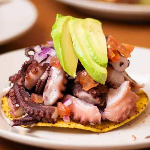 an octopus on a tortilla